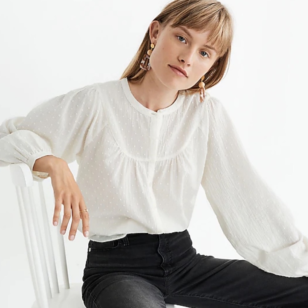 Madewell Balloon-Sleeve Peasant Top in Clipdot